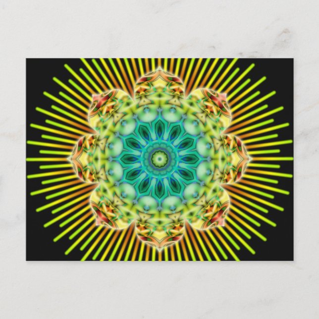 Mandala yellow green | black postcard (Front)