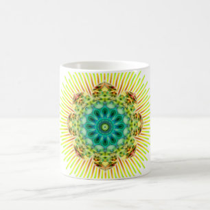 Mandala yellow green coffee mug
