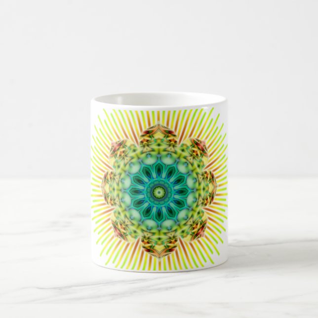 Mandala yellow green coffee mug (Center)
