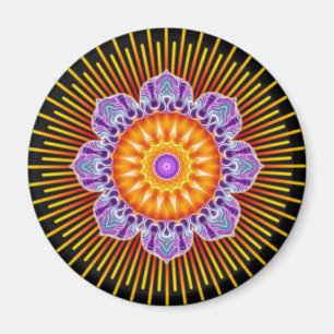 Mandala yellow violet black magnet
