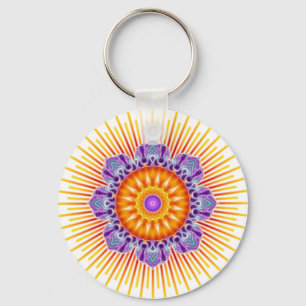 Mandala yellow violet key ring