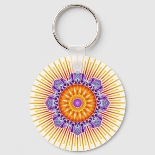 Mandala yellow violet key ring (Front)