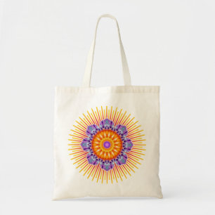 Mandala yellow violet tote bag