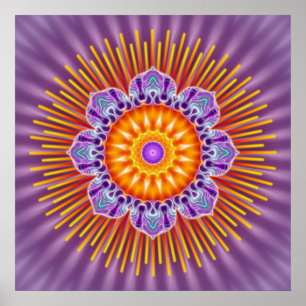 Mandala yellow violet violet flower poster