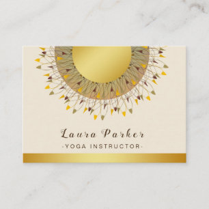 Mandala Yoga Instructor Classic  Lotus Floral Gold Business Card
