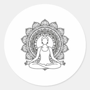 Mandala Yoga Meditation Pose Mindfulness Design Classic Round Sticker
