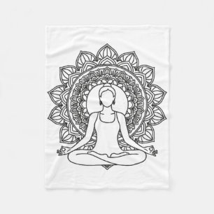 Mandala Yoga Meditation Pose Mindfulness Design Fleece Blanket