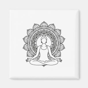 Mandala Yoga Meditation Pose Mindfulness Design Magnet