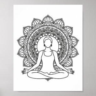 Mandala Yoga Meditation Pose Mindfulness Design Poster
