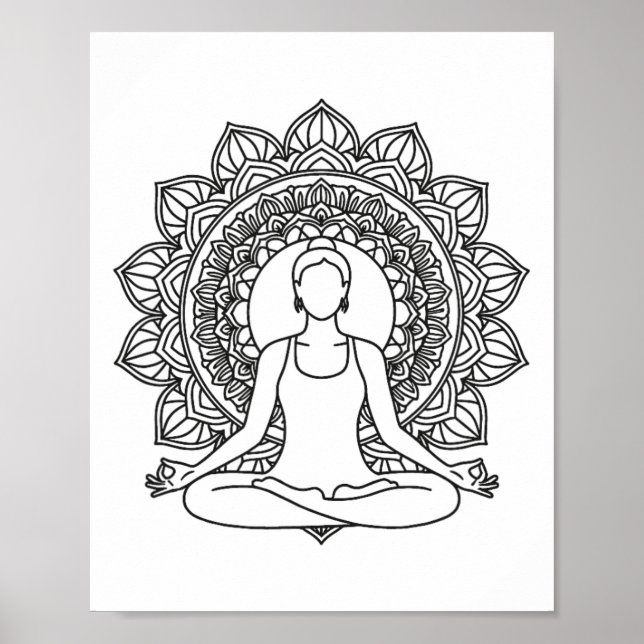 Mandala Yoga Meditation Pose Mindfulness Design  Poster (Front)