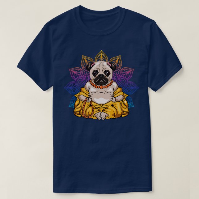 Mandala Yoga Pug Dog Meditate Meditation T-Shirt (Design Front)