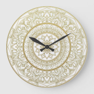 Mandala Zen Wall Clock – Gold & White Spiritual De