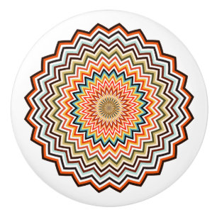 Mandala Zigzag Pattern Ceramic Knob