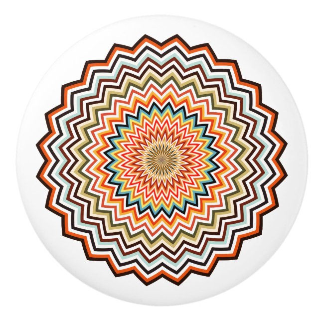 Mandala Zigzag Pattern Ceramic Knob (Front)