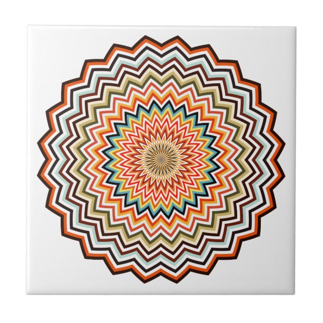 Mandala Zigzag Pattern Ceramic Tile (Front)