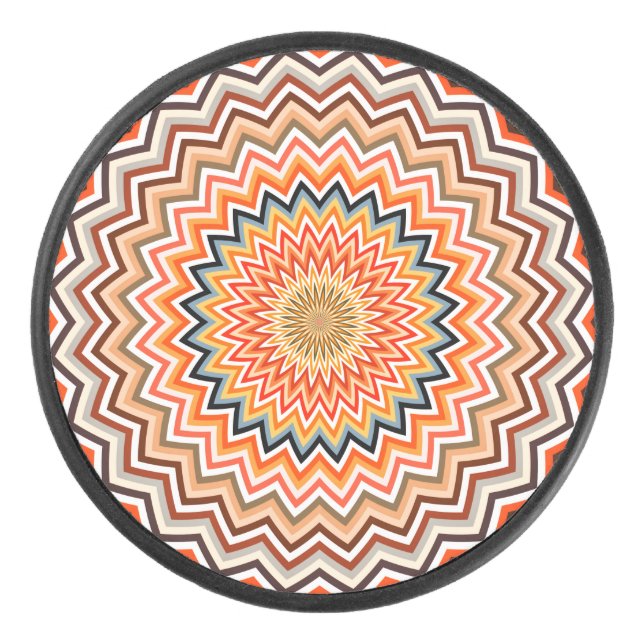 Mandala Zigzag Pattern Hockey Puck (Front)