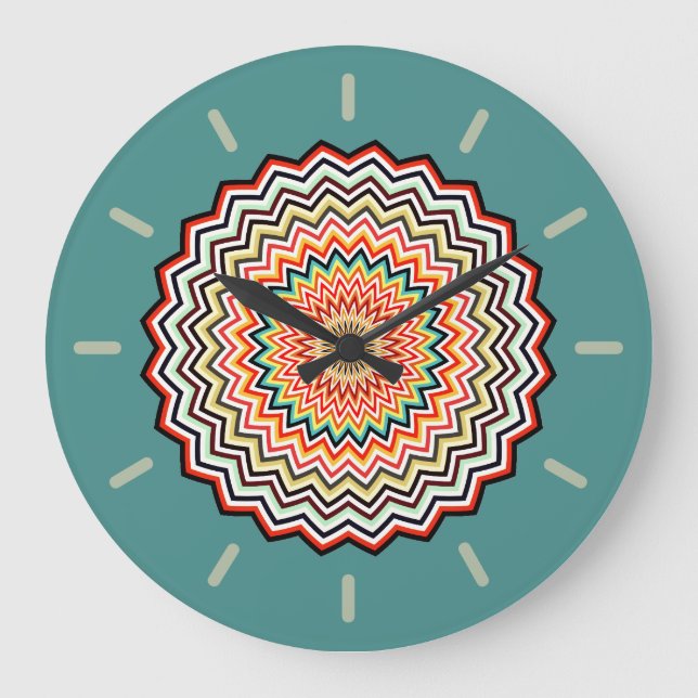 Mandala Zigzag Pattern Large Clock (Front)