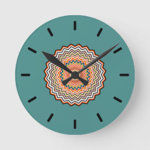Mandala Zigzag Pattern Round Clock