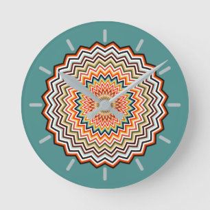Mandala Zigzag Pattern Round Clock