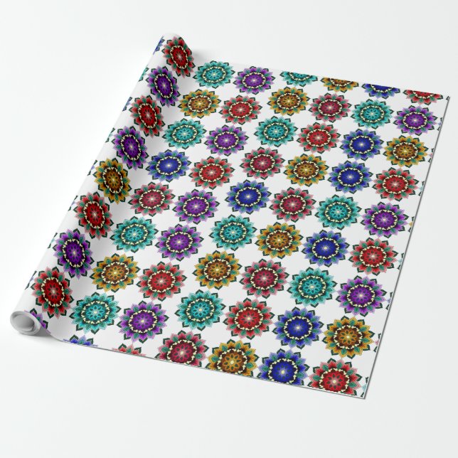 Mandalan in various colours wrapping paper (Unrolled)