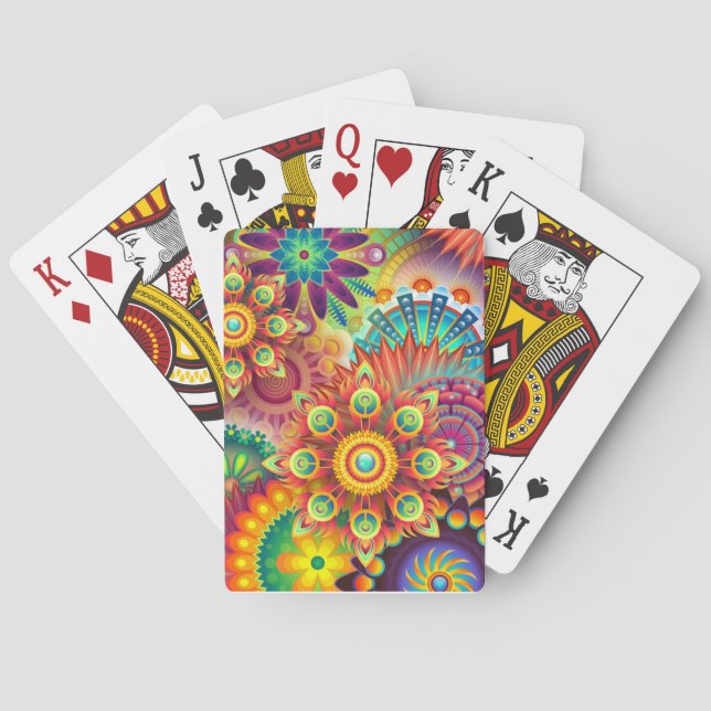 mandalas, colourful, abstract, playing cards (Back)