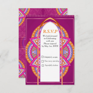 Mandalas in Cerise Pinks & maching repeat patterns RSVP Card