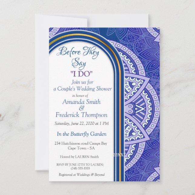 Mandalas in Mix Blue & Navy background Invitation (Front)