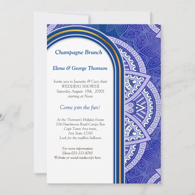 Mandalas in Mix Blue & Navy background Invitation (Front)