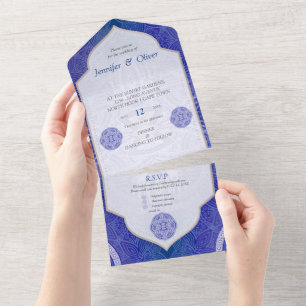 Mandalas in mix Dutch blue All In One Invitation