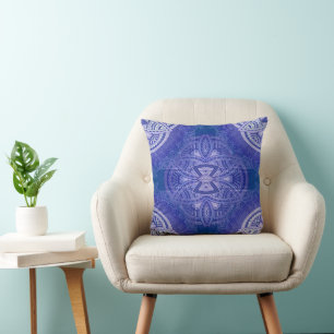 Mandalas in mixed Dutch blue repeat patterns Cushion