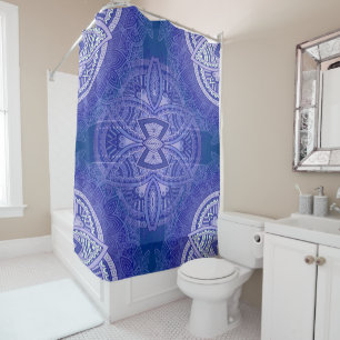 Mandalas in mixed Dutch-blue repeat patterns Shower Curtain