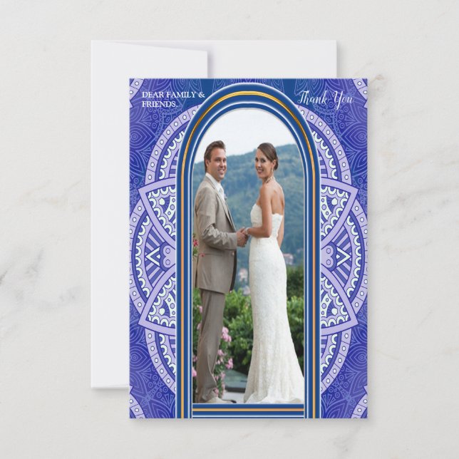 Mandalas in mixed Dutch Blue Thankyou RSVP Card (Front)