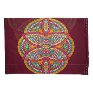 Mandalas in mixed Maroon repeat patterns Pillowcase