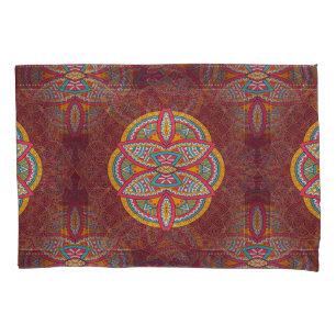 Mandalas in mixed Maroon repeat patterns Pillowcase