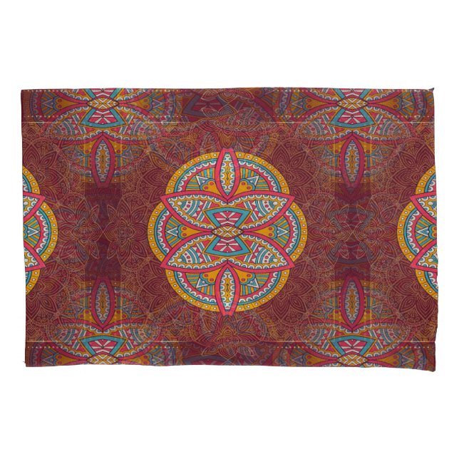 Mandalas in mixed Maroon repeat patterns Pillowcase (Front)