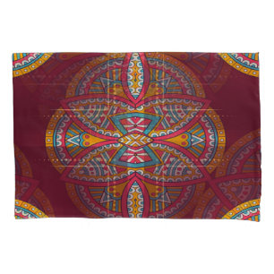 Mandalas in mixed Maroon repeat patterns Pillowcase