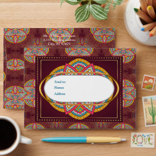 Mandalas in Mixed Maroons - Red & Repeat patterns Envelope
