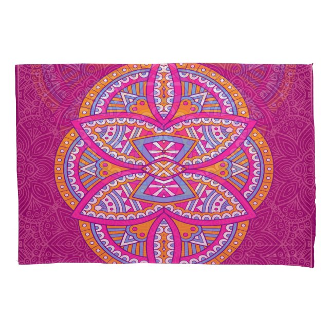 Mandalas in mixed Pink repeat patterns Pillowcase (Front)