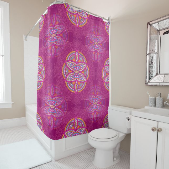 Mandalas in mixed Pink repeat patterns Shower Curtain (In Situ)