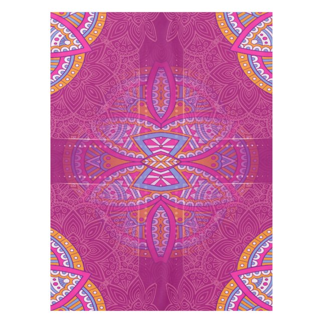 Mandalas in mixed Pink repeat patterns Tablecloth (Front)