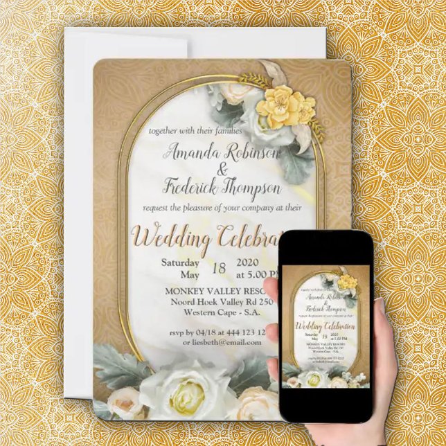 Mandalas on a Gold & white photo background  Announcement Postcard (Zazzle Mandalas on a Gold & white Announcement )