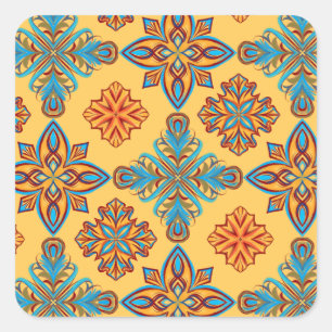 Mandalas on amber yellow square sticker