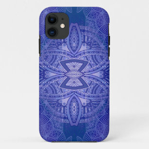 Mandalas on Classic Blue repeat design iPhone 11 Case