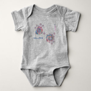 Mandalas with rabbits, elephants and cats baby bodysuit