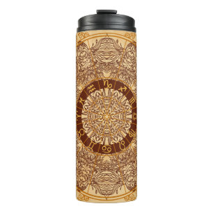 Mandalas, zodiac, ornate, vintage circle. thermal tumbler