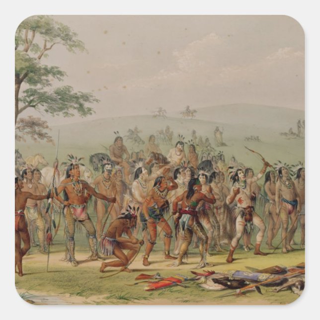 Mandan Archery Contest, c.1832 Square Sticker (Front)