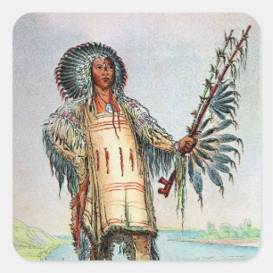 Mandan Indian Ha-Na-Tah-Muah, Wolf chief Square Sticker