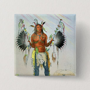 Mandan Medicine Man 15 Cm Square Badge