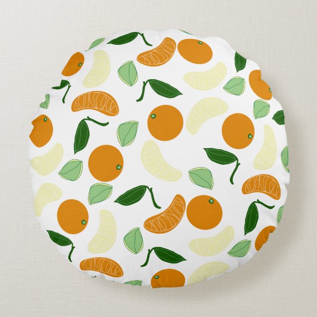Mandarin Citrus Round Cushion (Front)