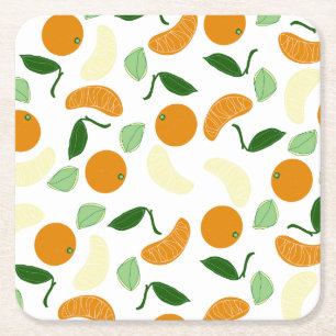 Mandarin Citrus Square Paper Coaster